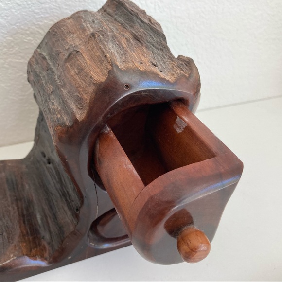 Vtg Hand Carved Wooden Jewelry Drawer Trinket Box - Picture 7 of 11